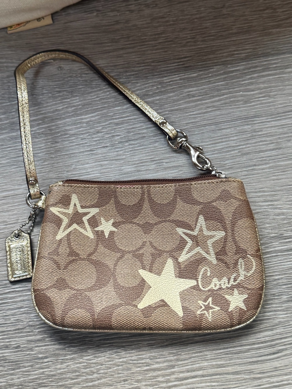 Coach Brown Signature Star Crossbody with Gold Accents